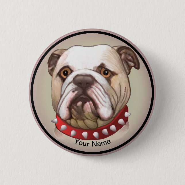 Chapa Redonda De 5 Cm Bulldog (Anverso)