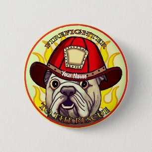 Chapa Redonda De 5 Cm Bulldog Bombero