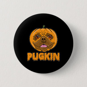 Chapa Redonda De 5 Cm Bulldog Calabaza Frenchie Pugkin Halloween