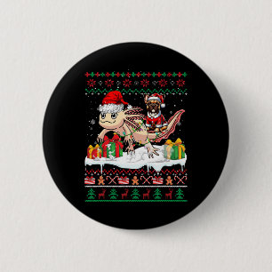 Chapa Redonda De 5 Cm Bulldog de Santa Francia Riding Axolotl Navidades