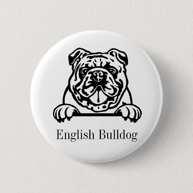 Chapa Redonda De 5 Cm bulldog en inglés (Anverso)