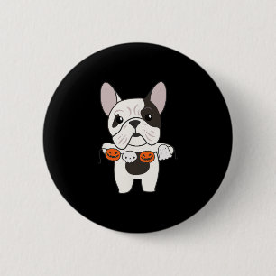 Chapa Redonda De 5 Cm Bulldog Feliz Halloween Calabaza Perros Halloween