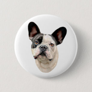 Chapa Redonda De 5 Cm Bulldog francés BW Bust