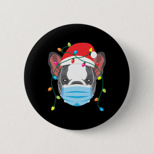 Chapa Redonda De 5 Cm Bulldog francés con Navidades mascara Funn de vaca