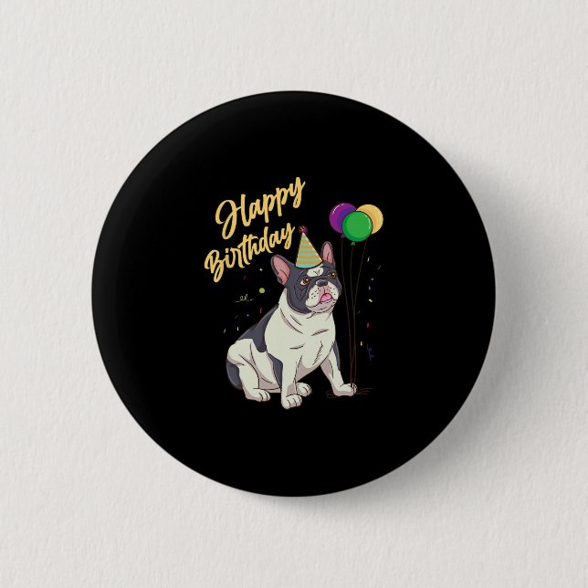 Chapa Redonda De 5 Cm Bulldog francés de cumpleaños  (Anverso)