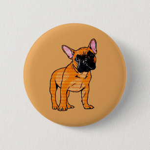 Chapa Redonda De 5 Cm Bulldog Francés Fawn al Estilo Cómic de Arte Pop C