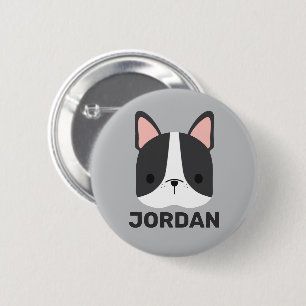 Chapa Redonda De 5 Cm Bulldog francés lindo con nombre personalizado