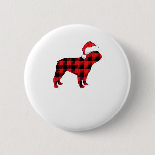Chapa Redonda De 5 Cm Bulldog francés lindo Santa Hat Navidades Red Plai