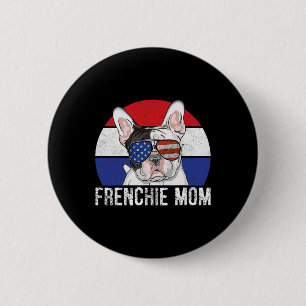 Chapa Redonda De 5 Cm Bulldog Francés Patriótico Bandera Americana 4t