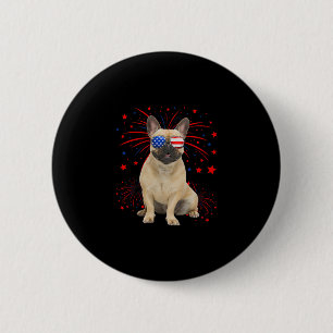 Chapa Redonda De 5 Cm Bulldog Francés Perro Bandera Americana 4 De Julio