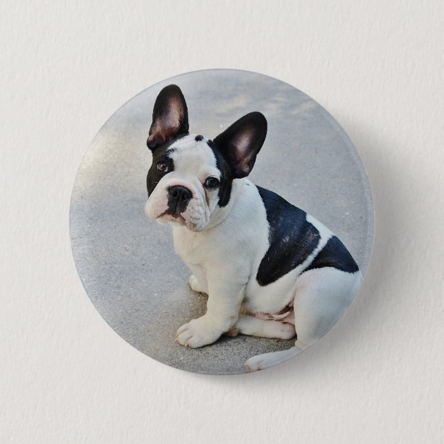 Chapa Redonda De 5 Cm bulldog francés sentado (Anverso)