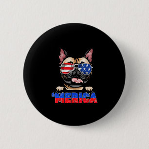Chapa Redonda De 5 Cm Bulldog Frenchie Merica Usa Sungles 4 De Julio