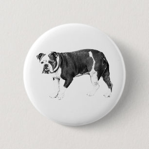 Chapa Redonda De 5 Cm Bulldog Gentil, Acento Atemporal