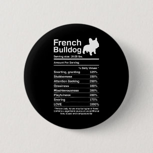 Chapa Redonda De 5 Cm Bulldog Hechos Nutrición Diversión Frenchie Lover