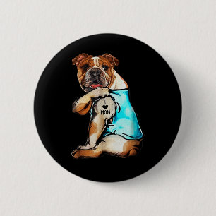 Chapa Redonda De 5 Cm Bulldog inglés - Amo a mamá Tattoo Día de la Madre