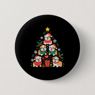Chapa Redonda De 5 Cm Bulldog Inglés Árbol de Navidad Amante de los Perr