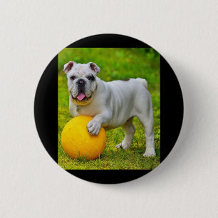 Chapa Redonda De 5 Cm Bulldog inglés lindo Bulldog de baloncesto con reg