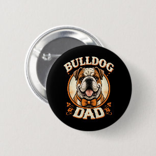 Chapa Redonda De 5 Cm Bulldog Papá – Día del Padre con Bulldog Vintage A