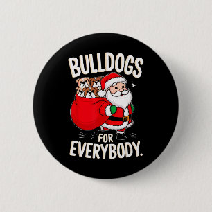 Chapa Redonda De 5 Cm Bulldog Para Todos Los Divertidos Santa Navidades 