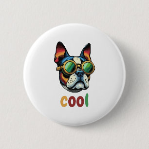 Chapa Redonda De 5 Cm Bulldog Pop Art con gafas