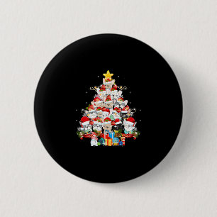 Chapa Redonda De 5 Cm Bulldog Santa Claus Navidad Árbol iluminado Feliz