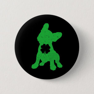Chapa Redonda De 5 Cm Bulldog Shamrock St Patrick Day Dueño de Frenchie