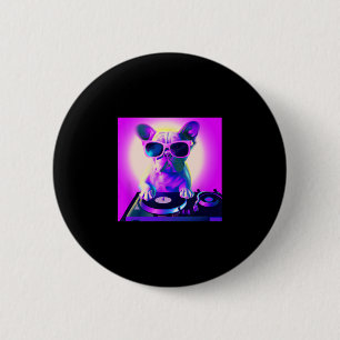 Chapa Redonda De 5 Cm Bulldog Vaporwave Dj Perro Mujeres Estéticas Chica