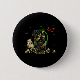 Chapa Redonda De 5 Cm Bulldog Zombie Perro Divertido Perro Zombie Hallow