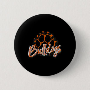 Chapa Redonda De 5 Cm Bulldoges Naranja Black Cheetah School Deportista