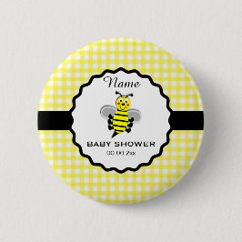 Chapa Redonda De 5 Cm Bumble Bee Baby Shower Button