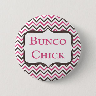 Chapa Redonda De 5 Cm Bunco Chick Con Diseño Chevron