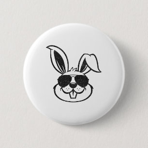Chapa Redonda De 5 Cm Bunny Face con Sungles Rabbit Easter Day Hombres