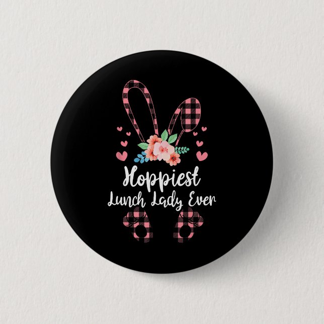 Chapa Redonda De 5 Cm Bunny Leopard Hoppiest Lunch Lady Ever Easter Day (Anverso)
