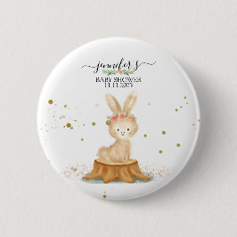 Chapa Redonda De 5 Cm Bunny Rabbit wildlife forest baby shower dots