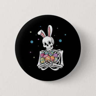 Chapa Redonda De 5 Cm Bunny Skeleton Holding Easter Eggs Funny Easter Da