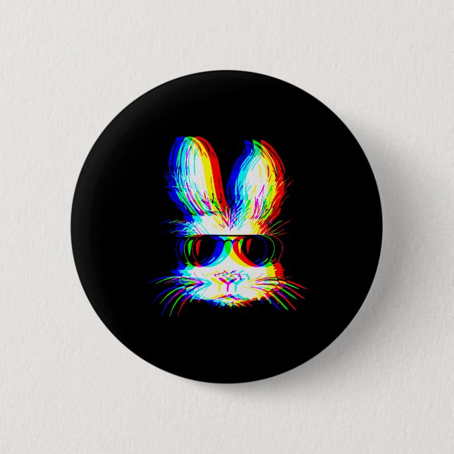 Chapa Redonda De 5 Cm Bunny Trippy Varwave Easter Techno Rave Edm Music  (Anverso)