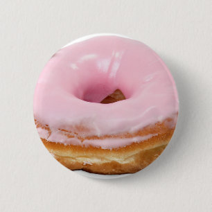 Chapa Redonda De 5 Cm Buñuelo helado rosa de la comida del postre de los