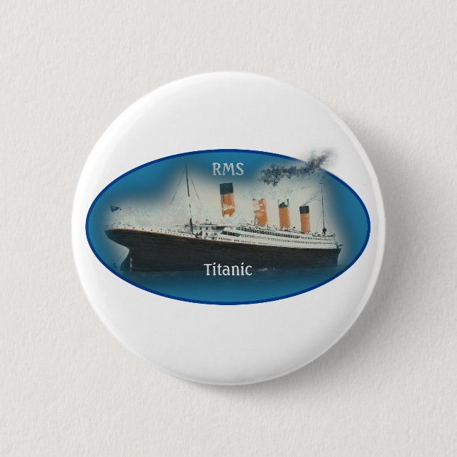 Chapa Redonda De 5 Cm Buque Titanic Maritime Blue White Star Line (Anverso)