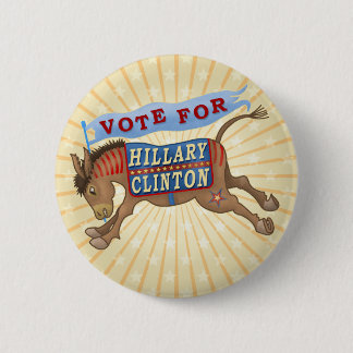 Chapa Redonda De 5 Cm Burro 2016 de presidente Demócrata de Hillary