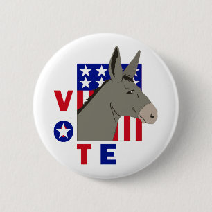 CHAPA REDONDA DE 5 CM BURRO DE DEMÓCRATA DEL VOTO