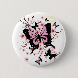 Chapa Redonda De 5 Cm Butterflies Blossom