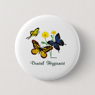 Chapa Redonda De 5 Cm Butterflies Dental Hygienist