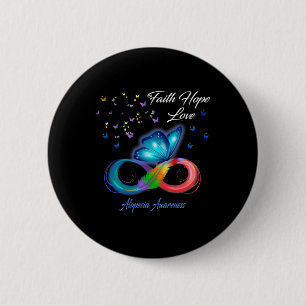 Chapa Redonda De 5 Cm Butterfly Faith Hope Love Alopecia Conciencia 1