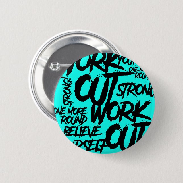 Chapa Redonda De 5 Cm Button Pin Workout Motivation Teal Gym Badge (Anverso y reverso)