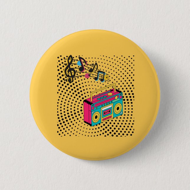 Chapa Redonda De 5 Cm Buzón de audio retro. (Anverso)