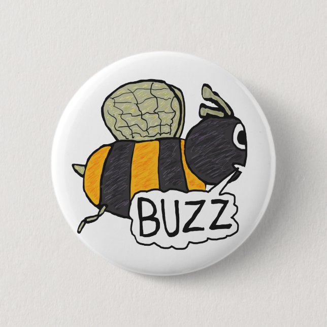 Chapa Redonda De 5 Cm Buzzing Bee (Anverso)