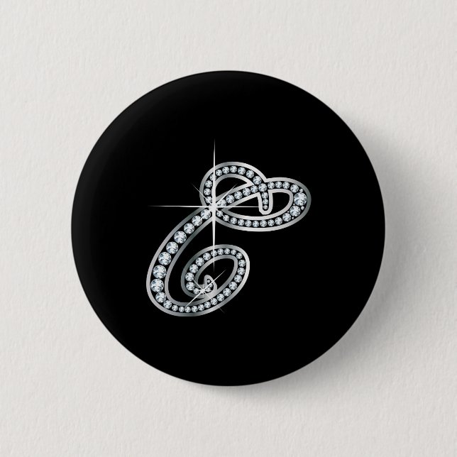 Chapa Redonda De 5 Cm C Script "Diamond Bling" (Anverso)