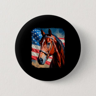 Chapa Redonda De 5 Cm Caballo 4 de Julio Caballo Patriótico Bandera Amer