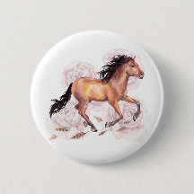 Caballo acuarela salvaje con flores fondo boho