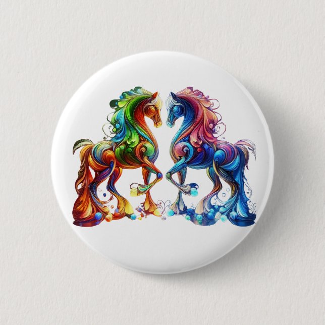 Chapa Redonda De 5 Cm Caballo adorable (Anverso)